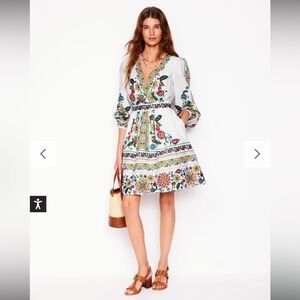 Boden  Mya Cotton White graphic dress